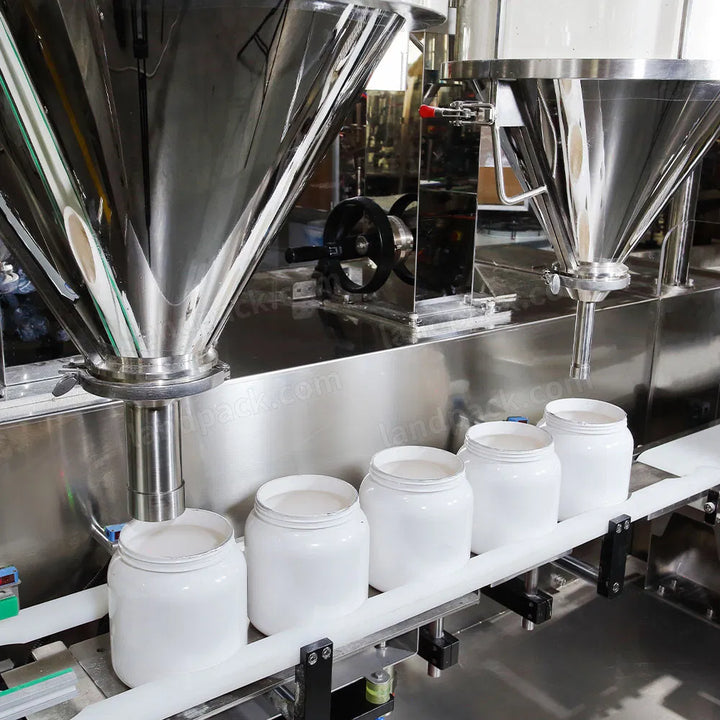 Automatic Nutrition Powder Bottle Filling Capping Labeling Machine Line