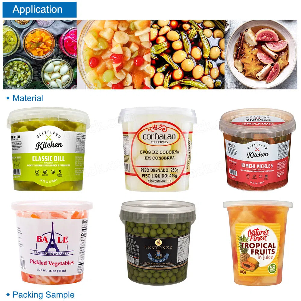 Automatic Quail Egg Pickled Buckets Filling Capping Labeling Machine