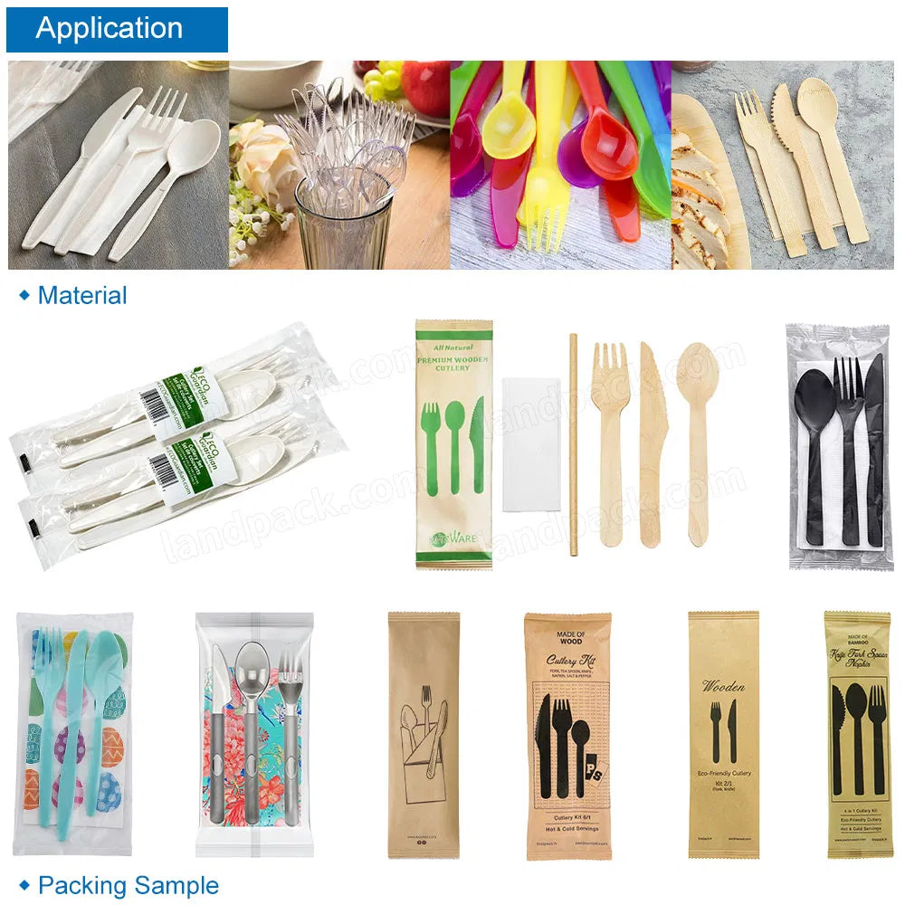 High-Speed Automatic Cutlery & Napkin Packing Machine – Fork, Spoon, Knife Packaging Machine