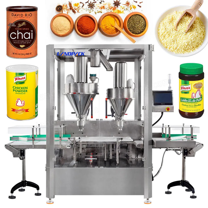 High Speed Dual Auger 4 Heads Powder Weighing Filling Machine
