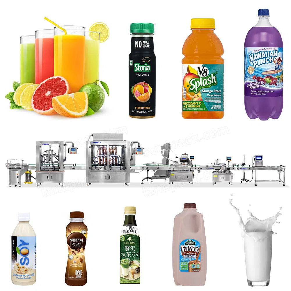 Automatic Juice Drink Filling Capping and Labeling Line with Bottle Washing Machine