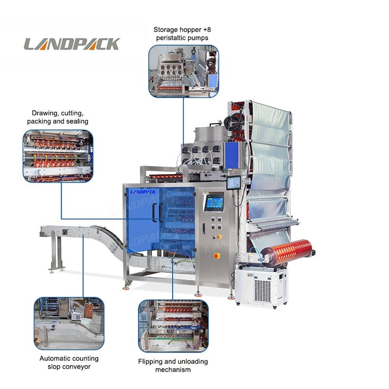 Multi Function 8 Tracks Liquid Shampoo Sachet Bag Packing Machine