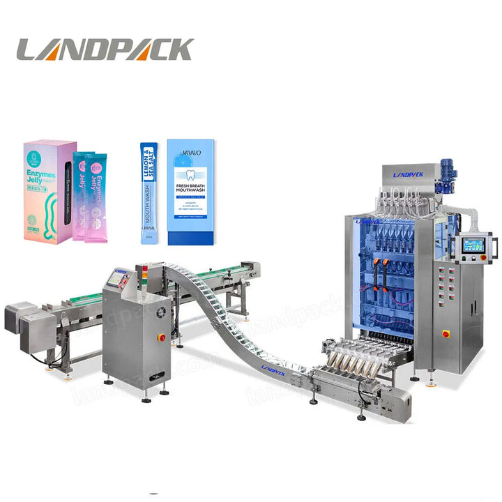 Multi Track Liquid Stick Sachet Packing Counting Cartoning Machine Line