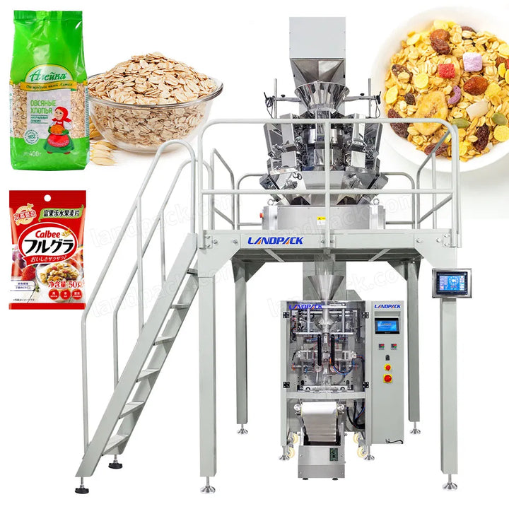 Automatic Vertical Form Fill Seal Weighing and Packing Machine for Oatmeal Nuts Pasta Popcorn