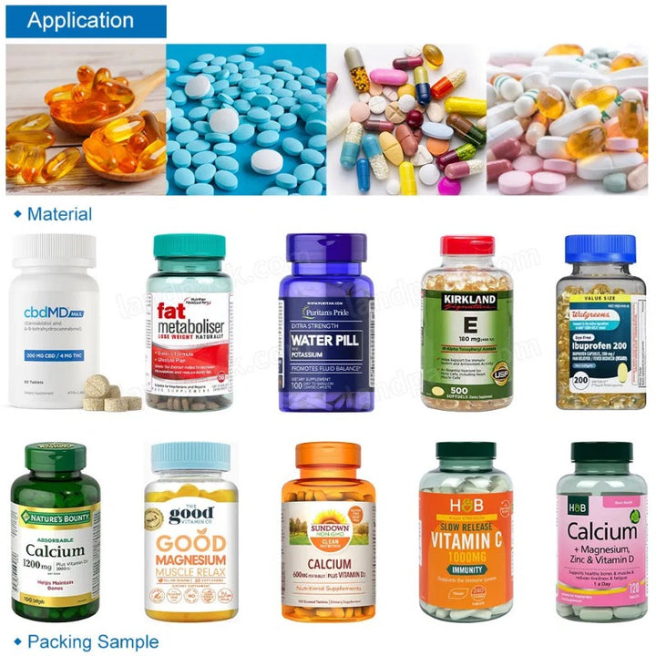 Automatic Tablets / Pills / Gummy / Capsule Bottle Counting Capping Labeling Machine Line
