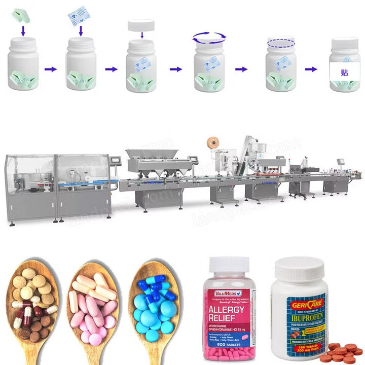 High-Precision Pharma Tablet Pill Counting Filling Capping Labeling Machine Line