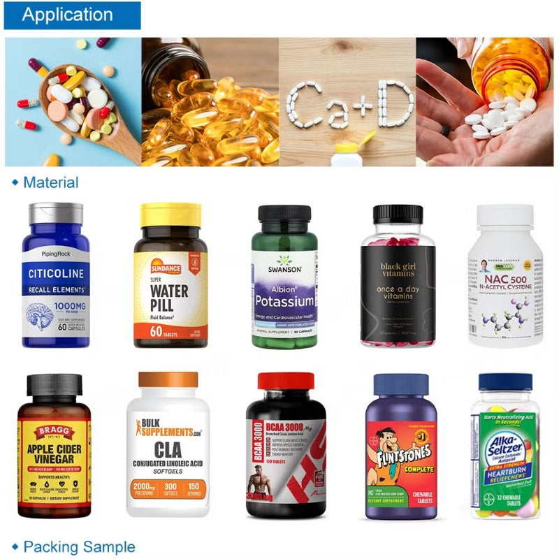 Automatic Capsule Pill Tablet Gummy Counting Capping Labeling Machine Packing Line