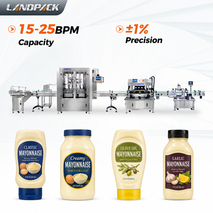Full Automatic Mayonnaise Bottle/Jar Filling Capping And Labeling Line