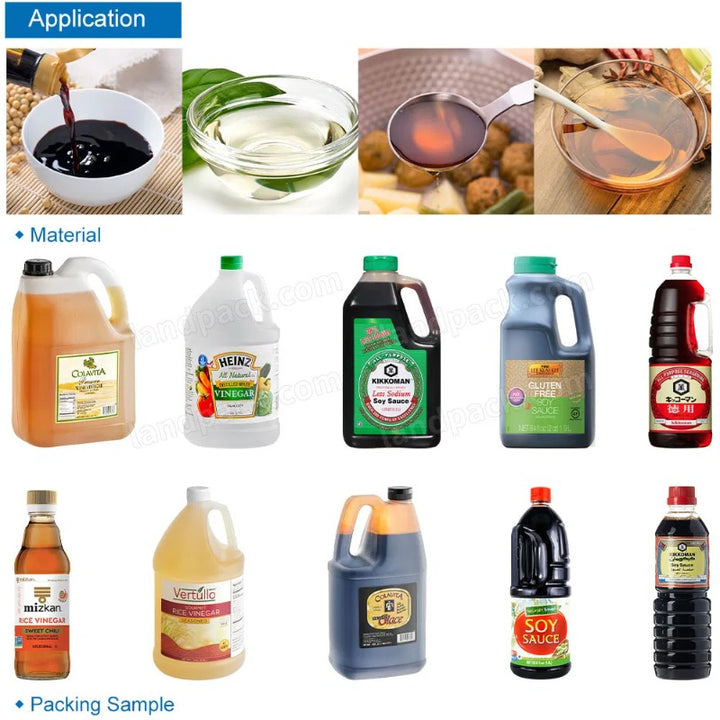 Automatic Vinegar Soy Sauce Bottle Filling Capping Labeling Machine Line