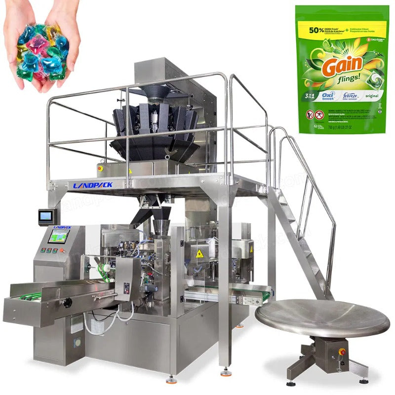 Automatic Laundry Detergent Pods Granule Rotary Zipper Pouch Packing Machine
