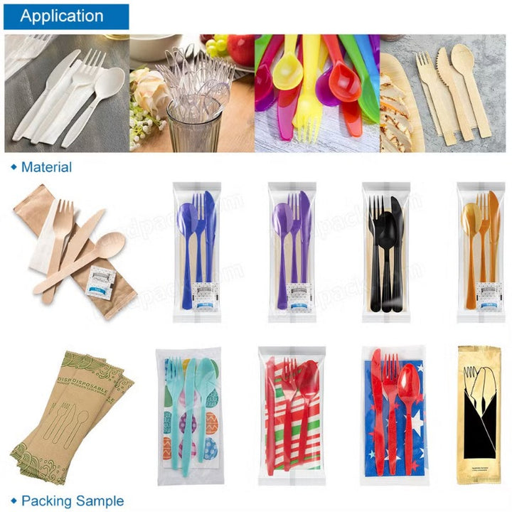 Automatic Disposable Cutlery Set Packing Machine | Napkin Spoon Fork Knife Toothpick Packaging Machine