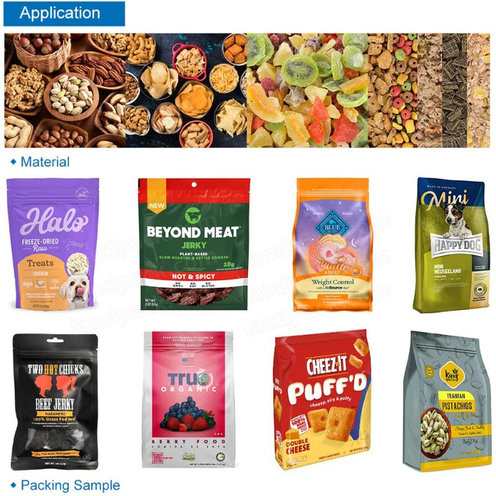 Automatic 5-15kg Pet Food M Shape Pouch Mini Doypack Packing Machine