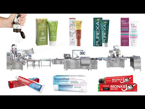 Automatic Facial Cream Toothpaste Tube Filling Sealing Packing Line Tube Cartoning Machine