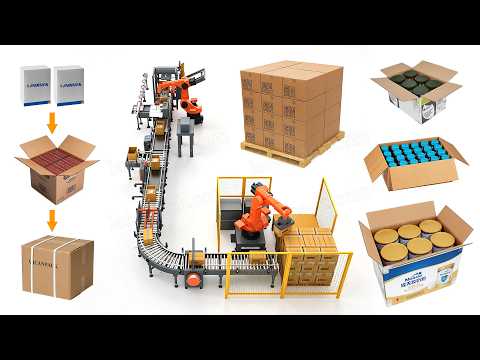 Automatic Carton Case Packing and Robotic Palletizing System for Packaging Line Integration
