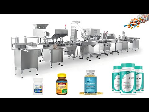 Automatic Capsule Pill Tablet Gummy Counting Capping Labeling Machine Packing Line