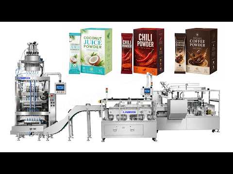 Automatic Multi-Track Stick Powder Packing, Cartoning, Case Packing, Shrink Wrapping and Palletizing Line