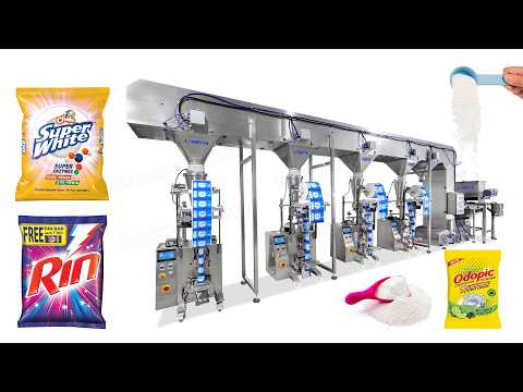 Automatic Detergent Powder Vertical Packing System Washing Powder Packaging Line