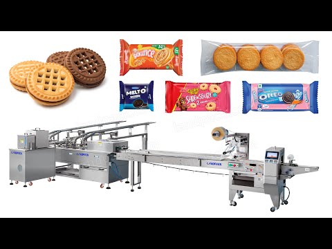 Automatic Sandwich Biscuits Packing Machine With Cream Injector