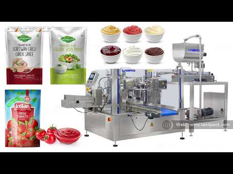 Automatic Liquid Sauce Paste Rotary Stand Up Pouch Filling and Sealing Machine