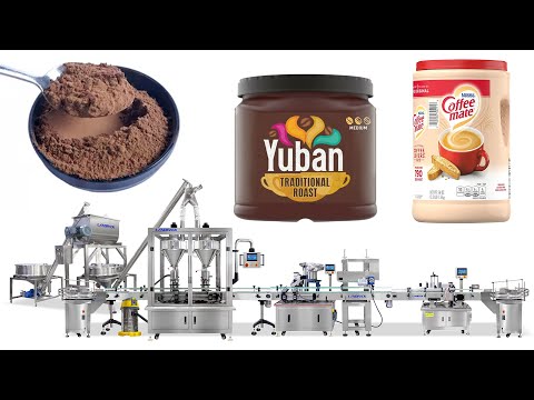 Automatic Double Heads Talcum Powder Bottle Filling Cap Pressing Labeling Machine Line