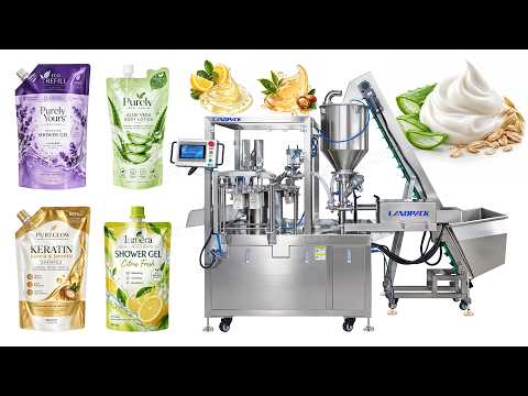 Automatic Liquid Rotary Spout Pouch Filling Machine with Dual Piston Filling and Capping