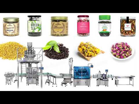 Automatic Granule Tea Leaves Bottle Filling Capping Labeling Machine Line