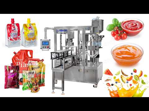 Double Heads Mayonnaise Spout Pouch Squeeze Pouch Rotary Filling Capping Machine
