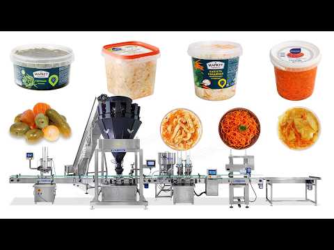 Multi-Function Pickled Kimchi Bottle Jar Bucket Filling Capping Machine Line