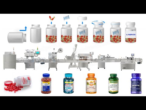 Automatic Healthcare Supplement Tablet Vitamin Capsule Counting Filling Capping Labeling Machine Line