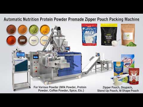 Automatic Powder Premade Pouch Filling and Sealing Machine with Spoon Inserter and Checkweigher