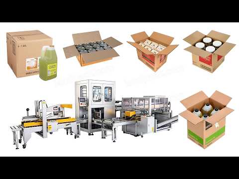 Automatic Bottles, Cans, Jars Case Packing System with Case Erector and Sealer