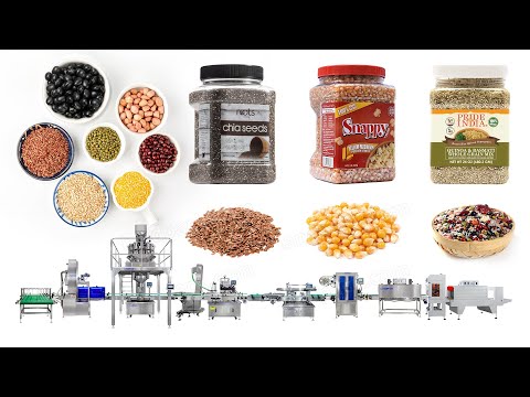 Automatic Granule Almond Peanut Beans Bottle Filling Capping Labeling Machine Line
