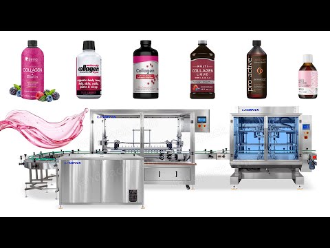 Automatic Liquid Protein Collagen Bottle Unscrambler Washing Filling Capping Machine Line