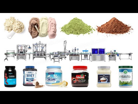 Automatic Coffee Powder Bottle Jar Filling Capping Foil Sealing and Labeling Line