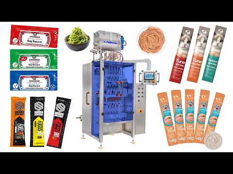 Automatic 3-Side Sealing Sachet Cat Strip Pet Food Paste Packing Machine