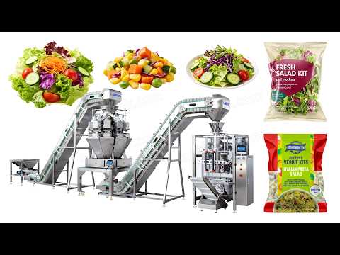 Automatic Lettuce Packaging Machine With Multihead Weigher And Two Conveyor