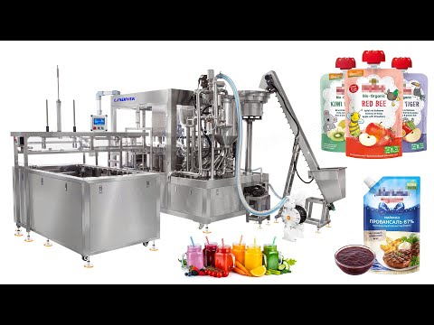 Spout Pouch Filling Capping Machine With CIP and Pouch Feeding System
