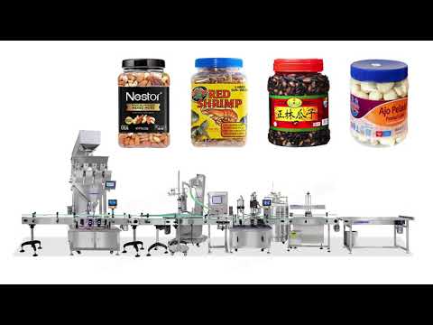 Fully Automatic Granule Salt Rice Bean Seeds Grain Filling Capping Labeling Machine Line