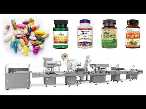 Automatic Tablets / Pills / Gummy / Capsule Bottle Counting Capping Labeling Machine Line