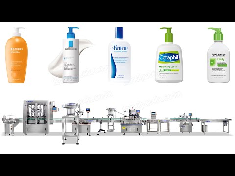 Automatic Shampoo Piston Pump Bottle Filling Capping Labeling Machine Line