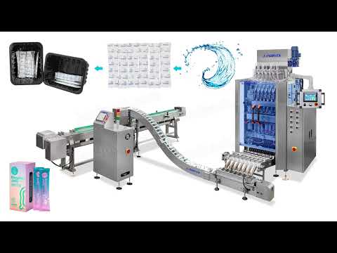 Multi Track Liquid Stick Sachet Packing Counting Cartoning Machine Line