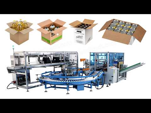 Automatic Bottle and Can Drop-Type Case Packing and Sealing Line for End-of-Line Packaging