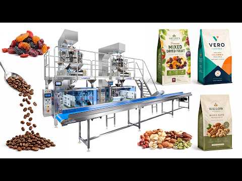 Automatic Coffee Beans Horizontal Premade Pouch Packing Machine Line with Dual 10-Head Weighers