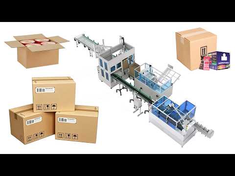 Automatic End-of-Line Packaging System with Case Erector, Robotic Case Packer and Case Sealer